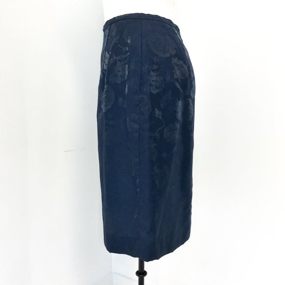 Dior 10P Metallic Floral Formal Skirt Suit Navy - Picture 11 of 15